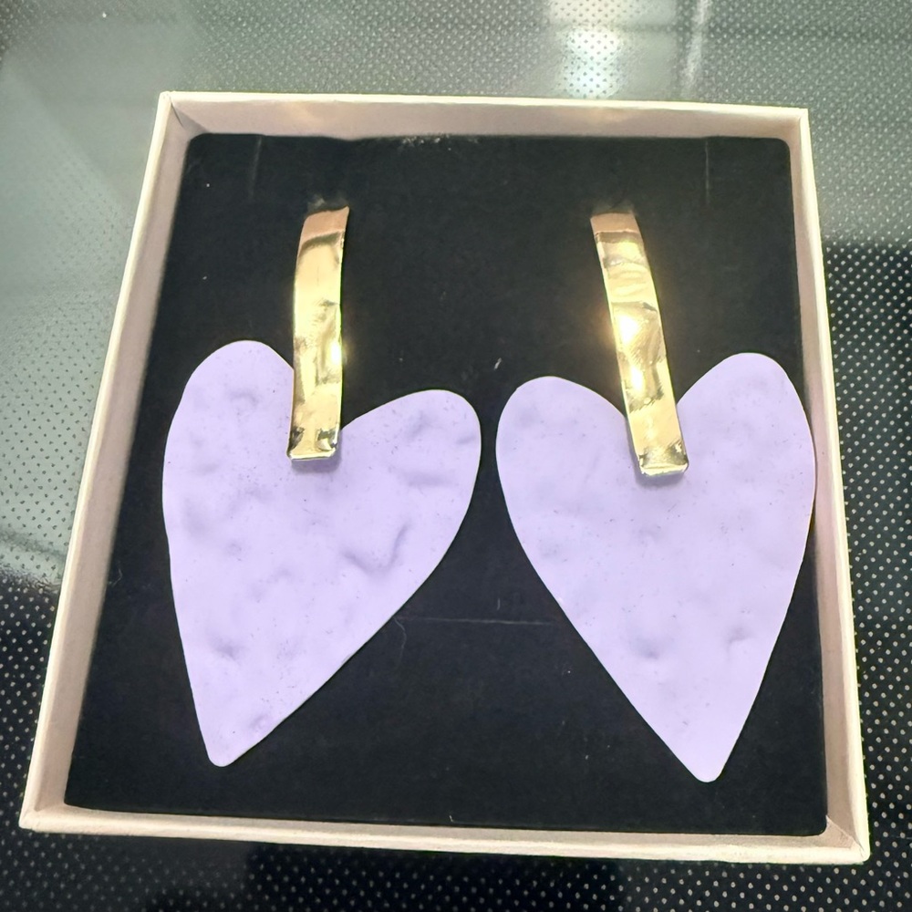 🔥🔥⚡️⚡️ New Chic Gold and Purple Heart Earrings